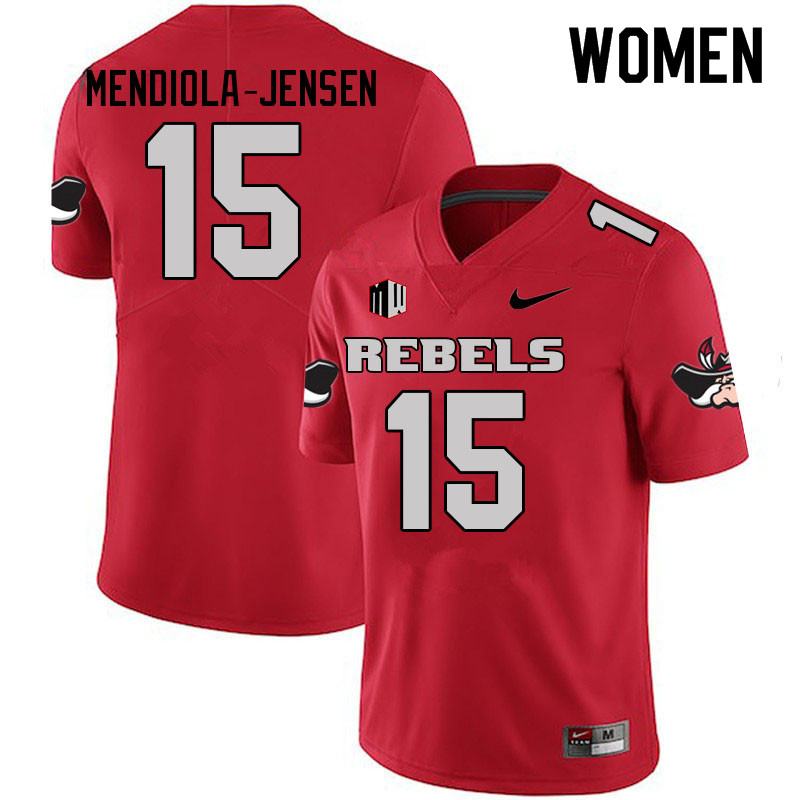 Women #15 Kilinahe Mendiola-Jensen UNLV Rebels College Football Jerseys Sale-Scarlet - Click Image to Close